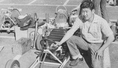 Jimmie Yamane with go-kart